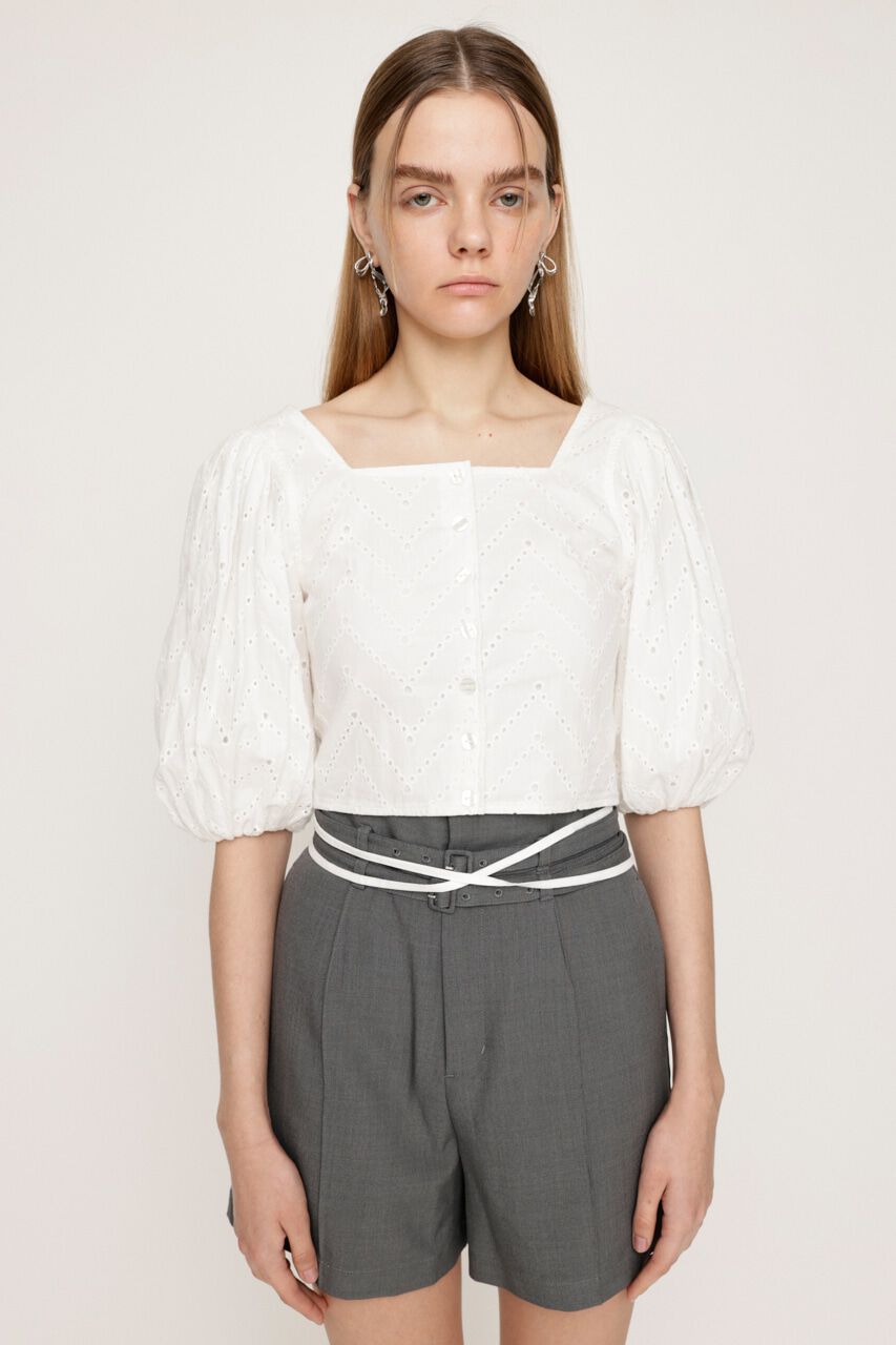 SLY「FRONT BUTTON LACE PUFF トップス」|シャツ・ブラウス|