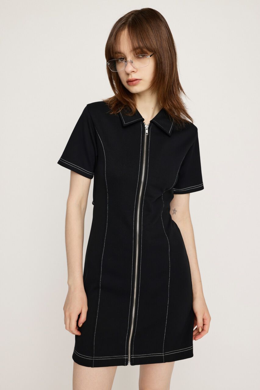 SLY「FRONT ZIP BACK OPEN ショートワンピース」|ワンピース|