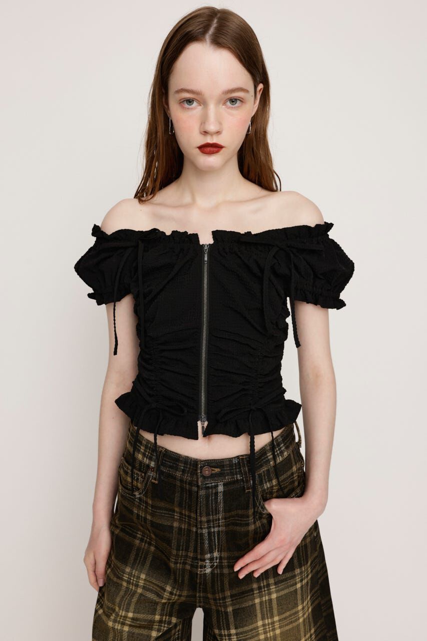 SLY「FRONTZIP 2WAY トップス」|シャツ・ブラウス|BLK