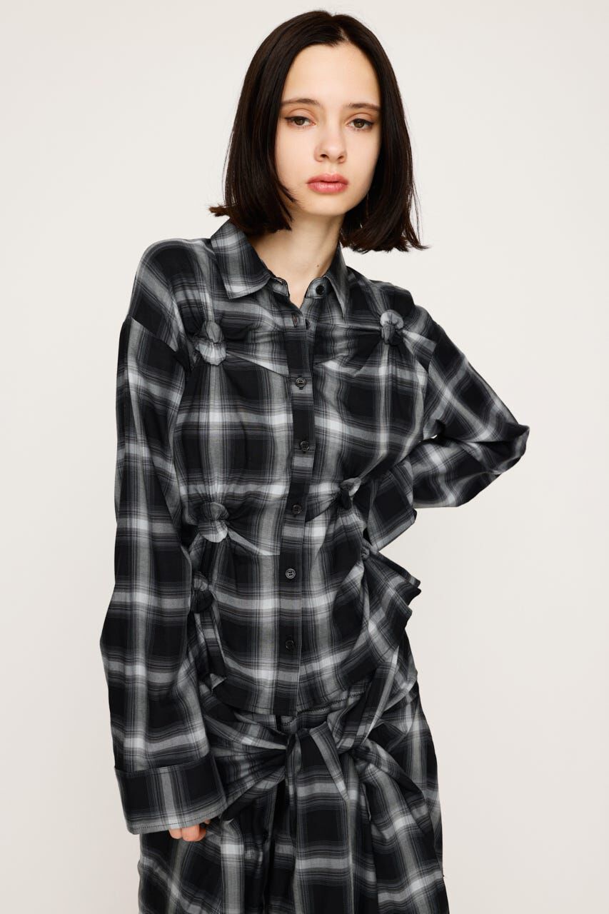 SLY「CHECK KNOT DETAIL シャツ」|シャツ・ブラウス|M/BLK7