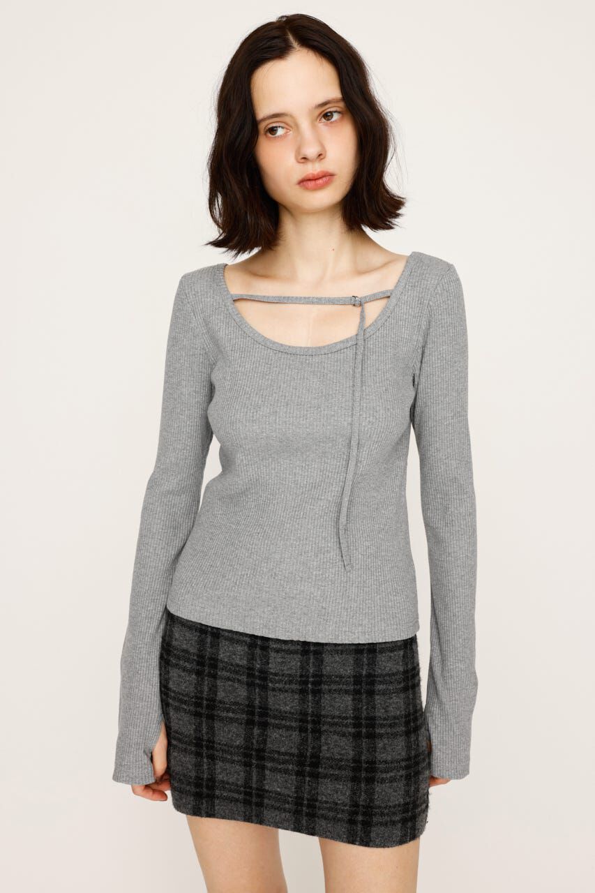 SLY「2WAY CUT RIB トップス」|Tシャツ・カットソー|T.GRY