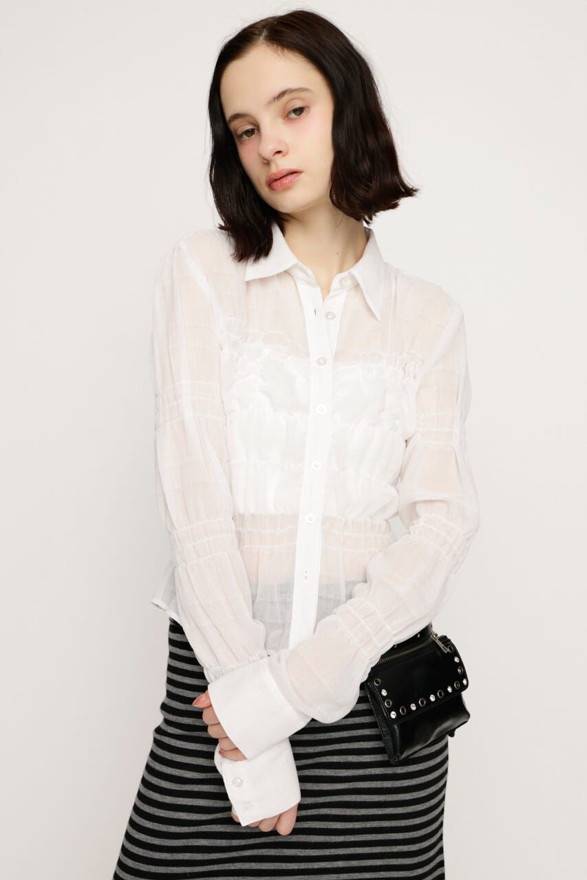 SLY「RANDOM SHIRRING トップス」|シャツ・ブラウス|WHT