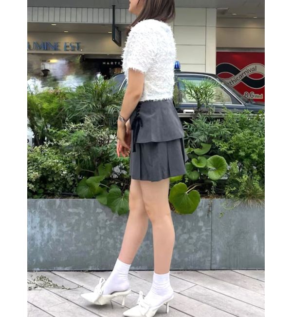 CALNAMUR「レースアップタックミニスカート」|スカート|