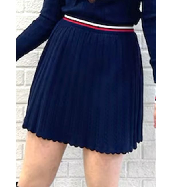 CALNAMUR「ミニケーブルラインニットスカート」|スカート|ネイビー