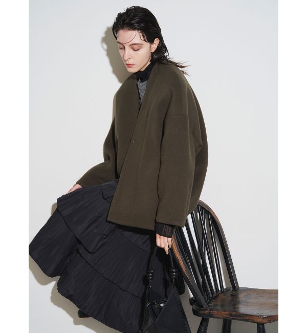 ELENDEEK「FORM SHORT WOOL CT」|ノーカラーコート|