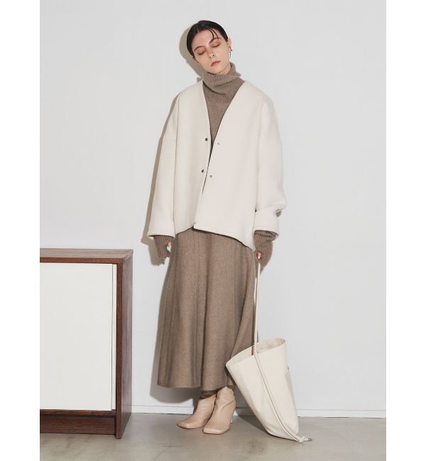 ELENDEEK「FORM SHORT WOOL CT」|ノーカラーコート|