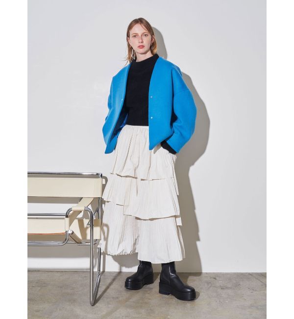 ELENDEEK「FORM SHORT WOOL CT」|ノーカラーコート|