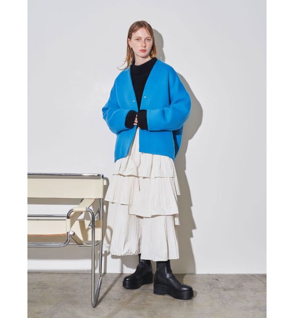 ELENDEEK「FORM SHORT WOOL CT」|ノーカラーコート|