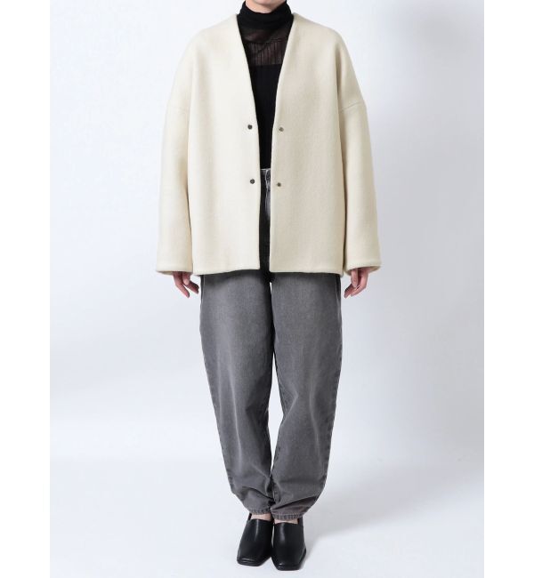 ELENDEEK「FORM SHORT WOOL CT」|ノーカラーコート|