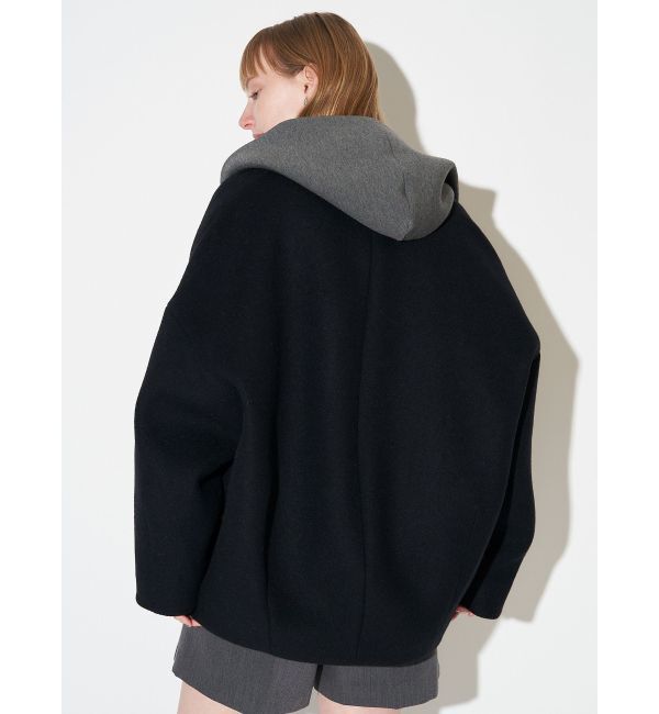 ELENDEEK「FORM SHORT WOOL CT」|ノーカラーコート|