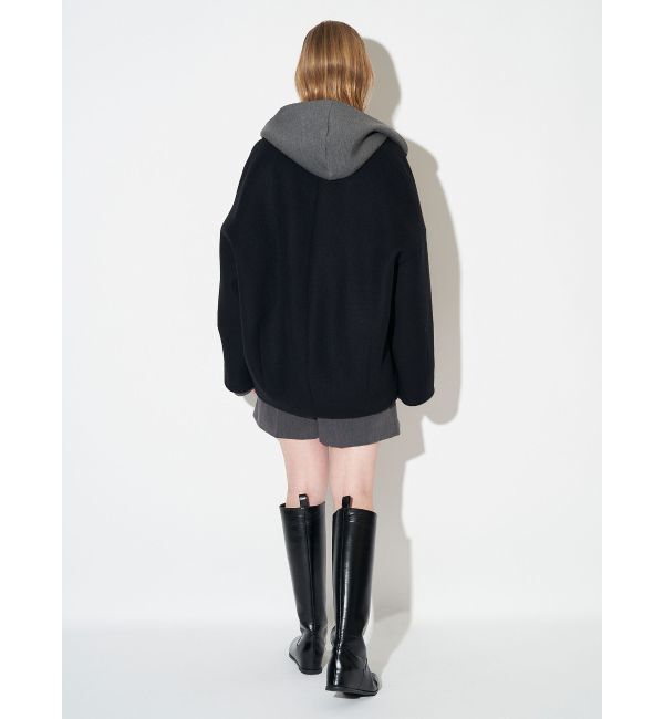 ELENDEEK「FORM SHORT WOOL CT」|ノーカラーコート|