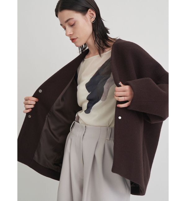 ELENDEEK「FORM SHORT WOOL CT」|ノーカラーコート|