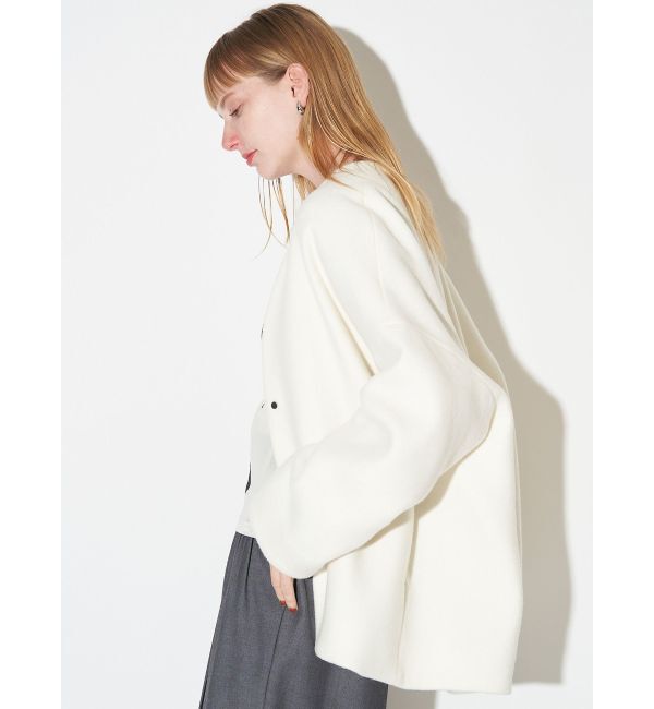 ELENDEEK「FORM SHORT WOOL CT」|ノーカラーコート|