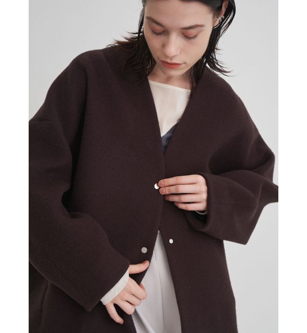 ELENDEEK「FORM SHORT WOOL CT」|ノーカラーコート|