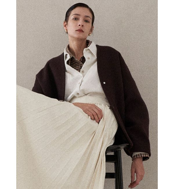 ELENDEEK「FORM SHORT WOOL CT」|ノーカラーコート|