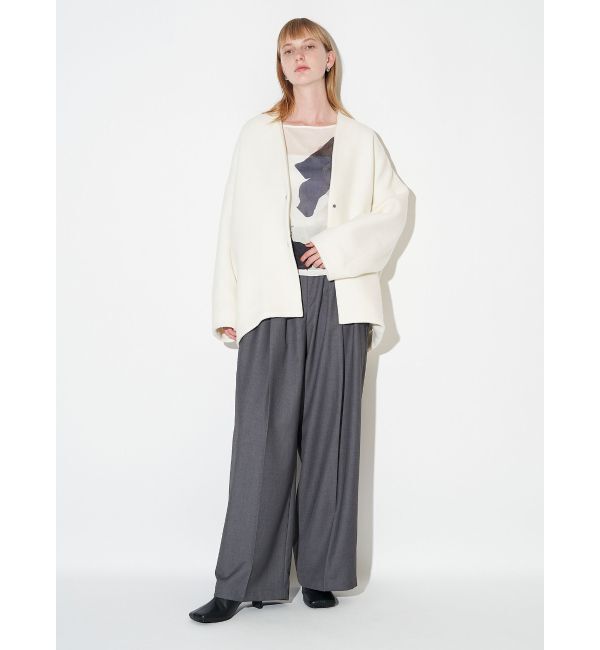 ELENDEEK「FORM SHORT WOOL CT」|ノーカラーコート|