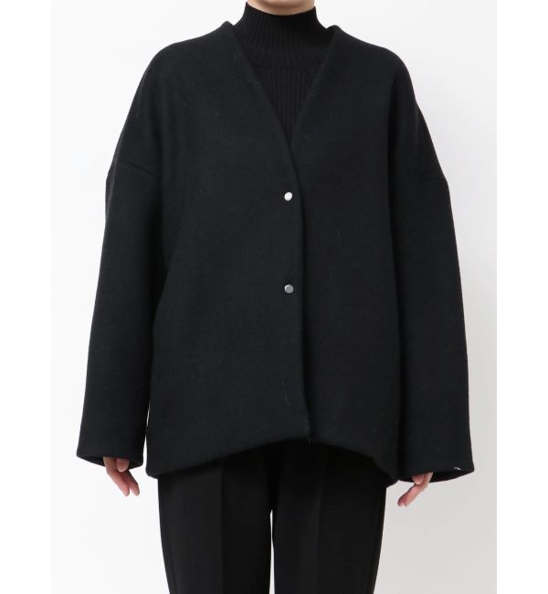 ELENDEEK「FORM SHORT WOOL CT」|ノーカラーコート|