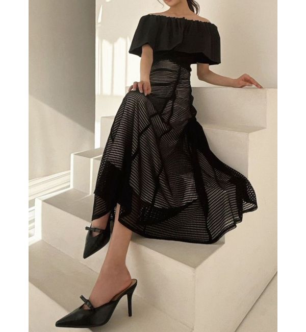 RESEXXY「ギャザーレースフレアスカート」|スカート|ブラック