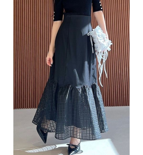 RESEXXY「スカラップ切替えフレアスカート」|スカート|ブラック