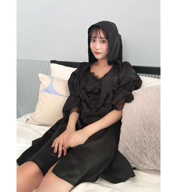 dazzlin「【吉田朱里】シルクフードヘアカバーガウン」|ルームウェア|