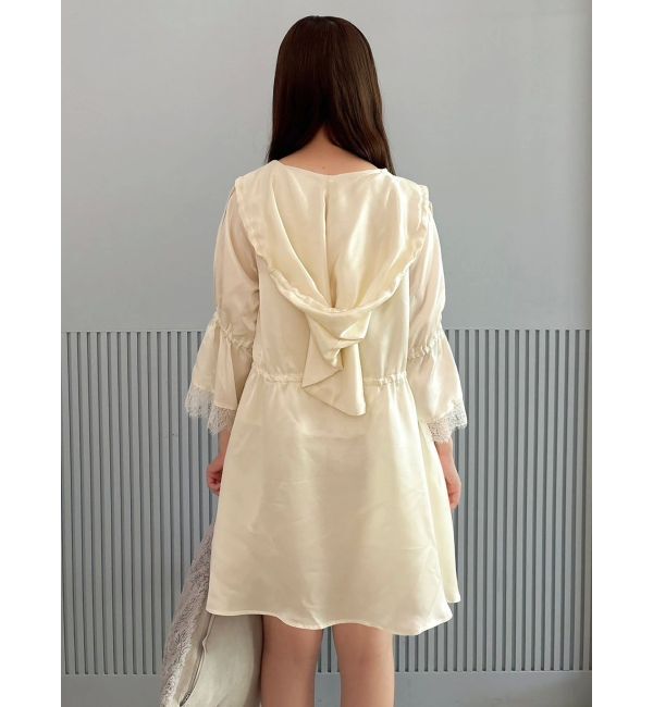 dazzlin「【吉田朱里】シルクフードヘアカバーガウン」|ルームウェア|