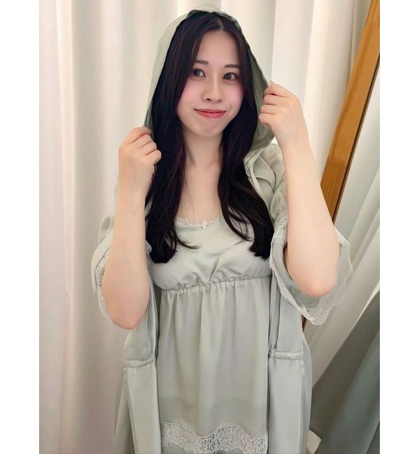 dazzlin「【吉田朱里】シルクフードヘアカバーガウン」|ルームウェア|