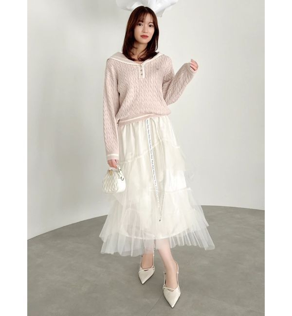 dazzlin「【FILA別注】アシメチュールティアードスカート」|スカート|