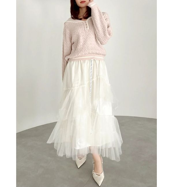 dazzlin「【FILA別注】アシメチュールティアードスカート」|スカート|