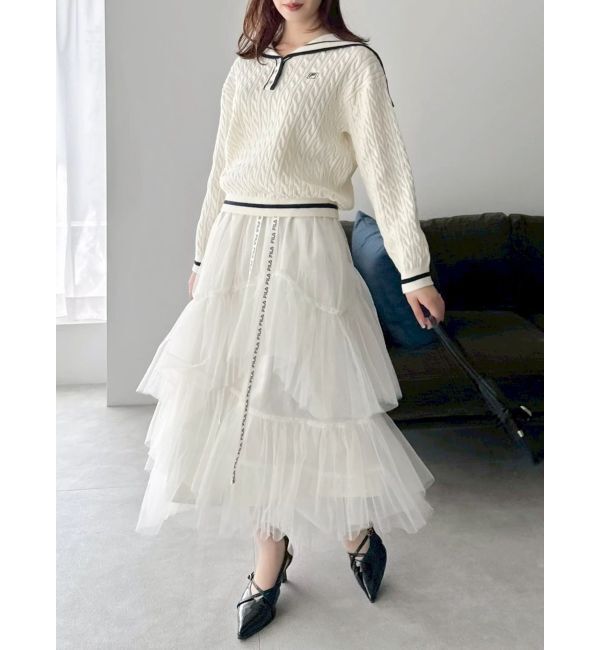 dazzlin「【FILA別注】アシメチュールティアードスカート」|スカート|