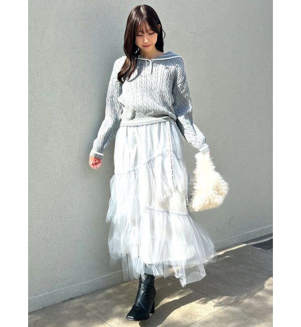 dazzlin「【FILA別注】アシメチュールティアードスカート」|スカート|