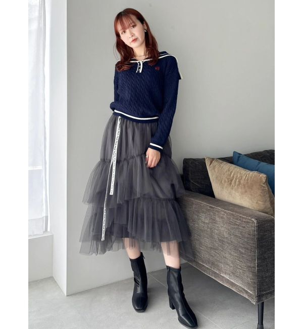 dazzlin「【FILA別注】アシメチュールティアードスカート」|スカート|