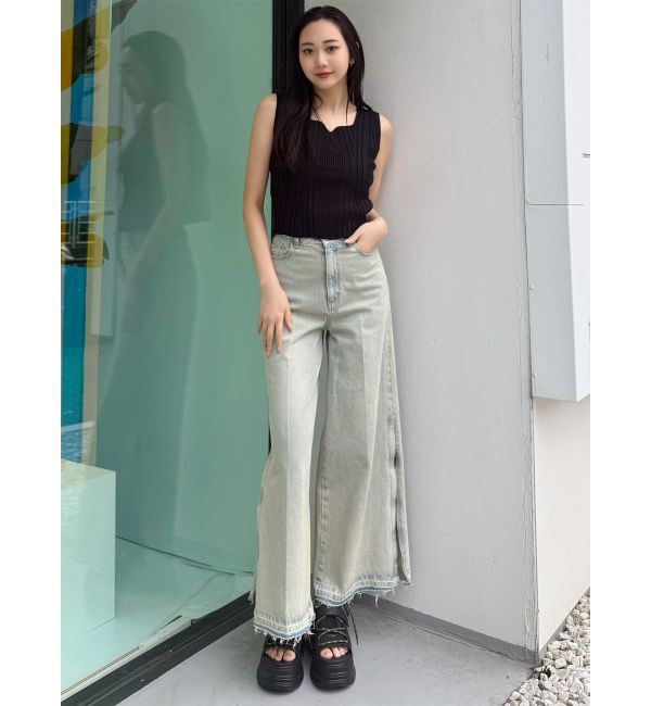 MURUA「サイドZIPスリットワイドデニム【セットアップ着用可】」|デニム|