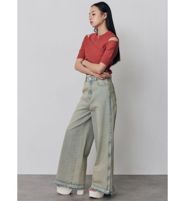 MURUA「サイドZIPスリットワイドデニム【セットアップ着用可】」|デニム|