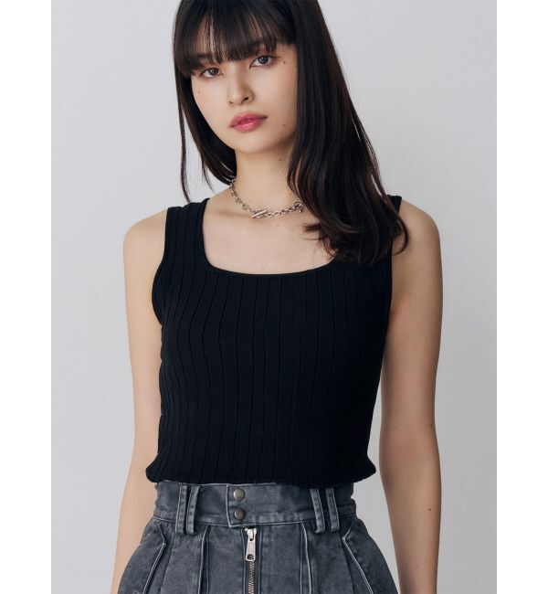 MURUA「ランダムガーターニットタンク」|ニット・セーター|ブラック