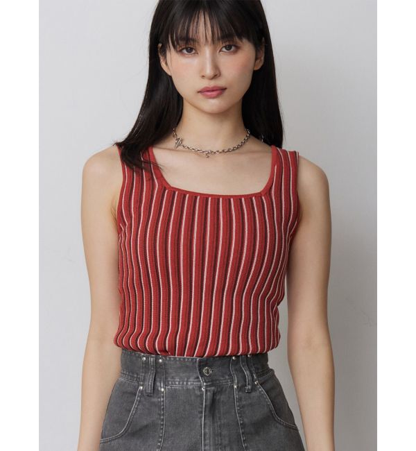 MURUA「ランダムガーターニットタンク」|ニット・セーター|オレンジ