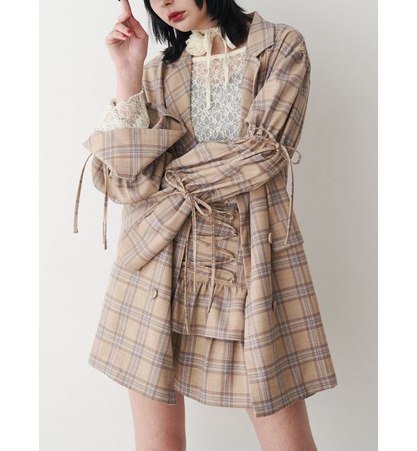 jouetie「レースアップティアードミニスカパン【セットアップ対応】」|スカート|