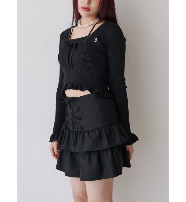 jouetie「レースアップティアードミニスカパン【セットアップ対応】」|スカート|