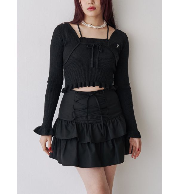 jouetie「レースアップティアードミニスカパン【セットアップ対応】」|スカート|