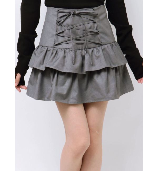 jouetie「レースアップティアードミニスカパン【セットアップ対応】」|スカート|