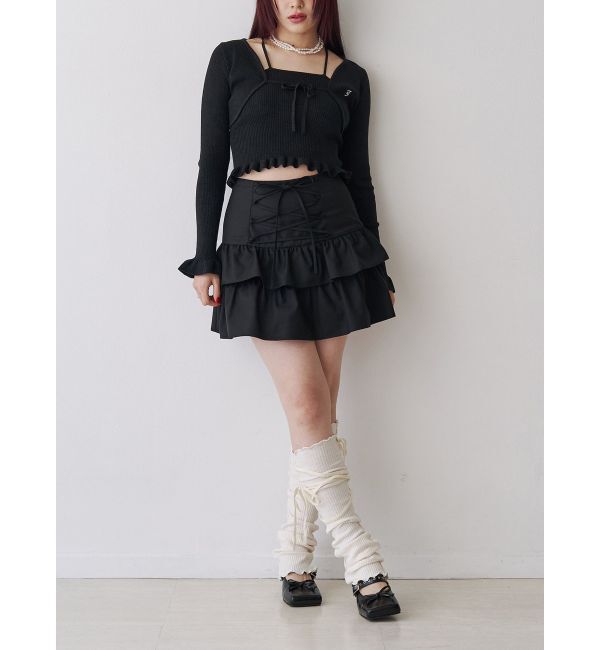 jouetie「レースアップティアードミニスカパン【セットアップ対応】」|スカート|