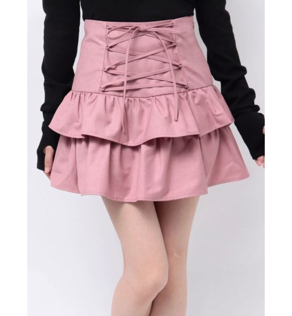 jouetie「レースアップティアードミニスカパン【セットアップ対応】」|スカート|