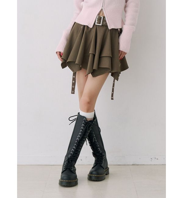 jouetie「アシメヘムベルテッドミニスカート」|スカート|カーキ