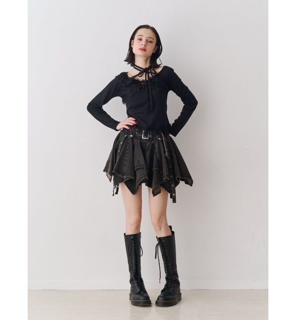 jouetie「アシメヘムデニムミニスカート」|スカート|