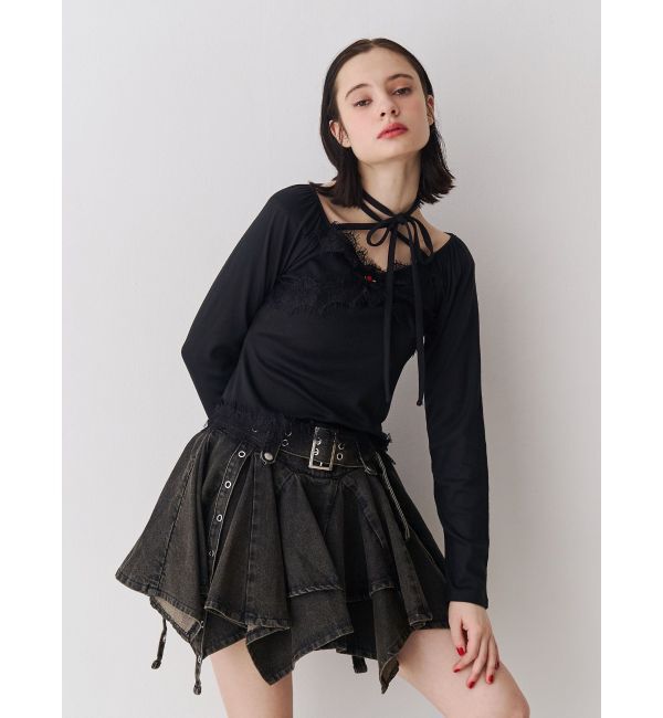 jouetie「アシメヘムデニムミニスカート」|スカート|