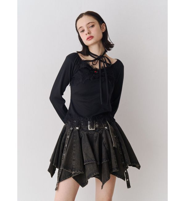 jouetie「アシメヘムデニムミニスカート」|スカート|