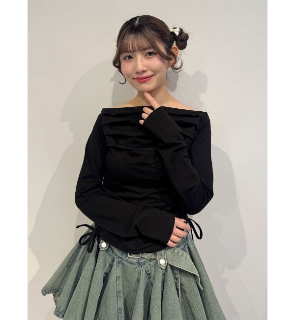 jouetie「オフショルギャザーカットソー」|Tシャツ・カットソー|ブラック