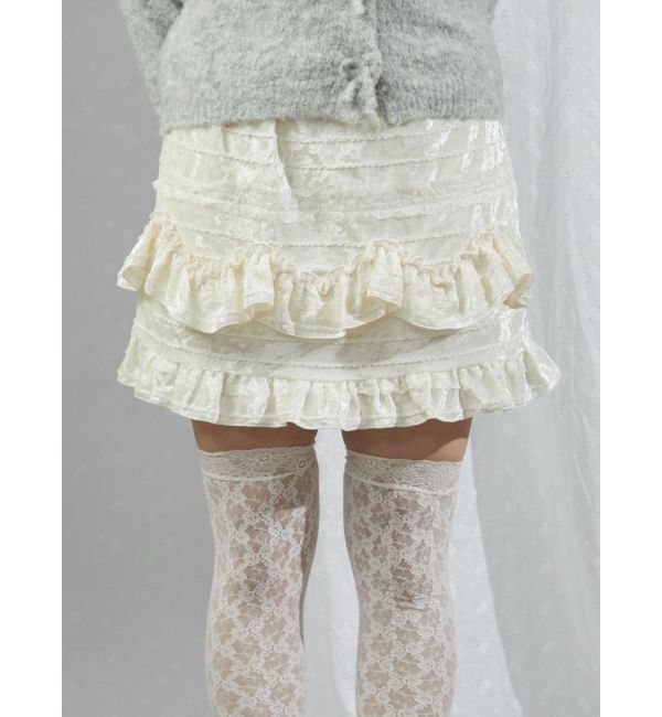 merry jenny「ベロアフリルミニスカート」|スカート|