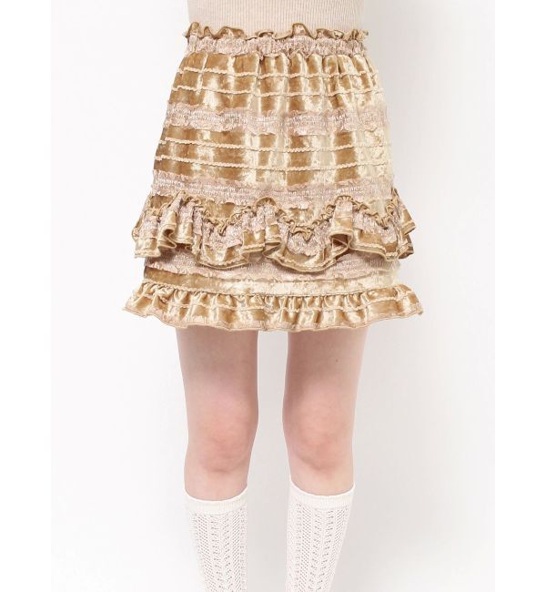 merry jenny「ベロアフリルミニスカート」|スカート|