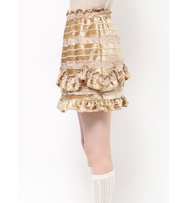 merry jenny「ベロアフリルミニスカート」|スカート|