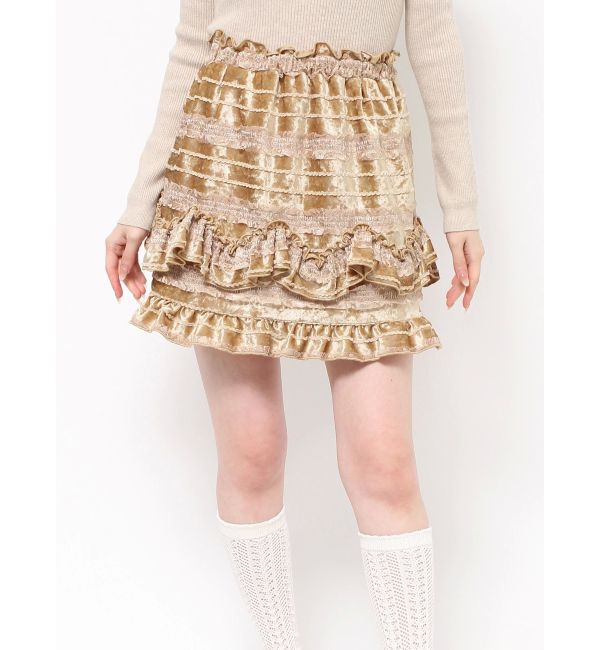 merry jenny「ベロアフリルミニスカート」|スカート|